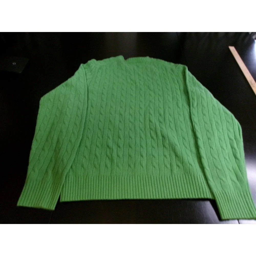 J.Crew‎ Womens Green Cable Knit Sweater Wool Angora Cashmere Blend Medium